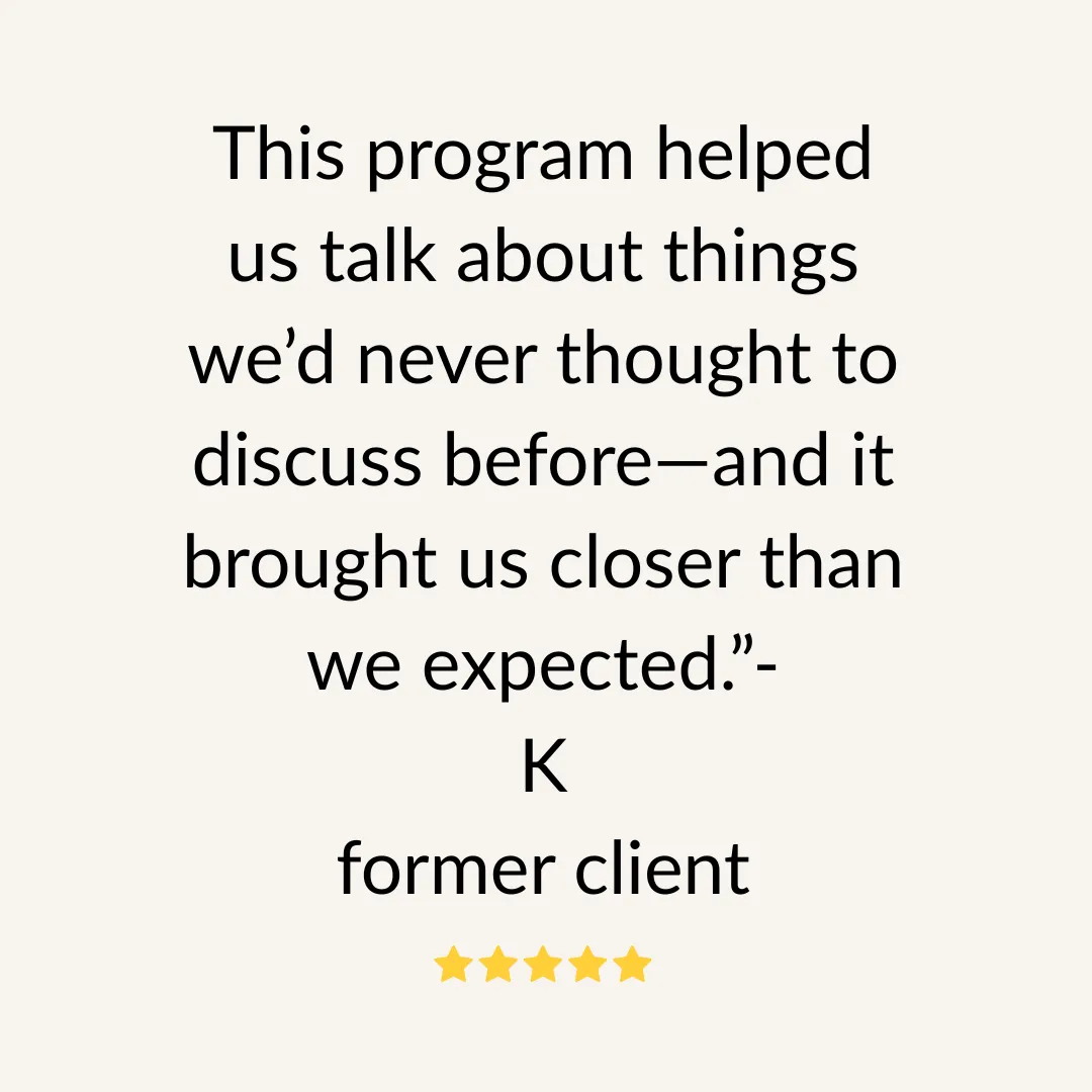 Review for Sabrina Bowen stating her program brought this couple closer to each other