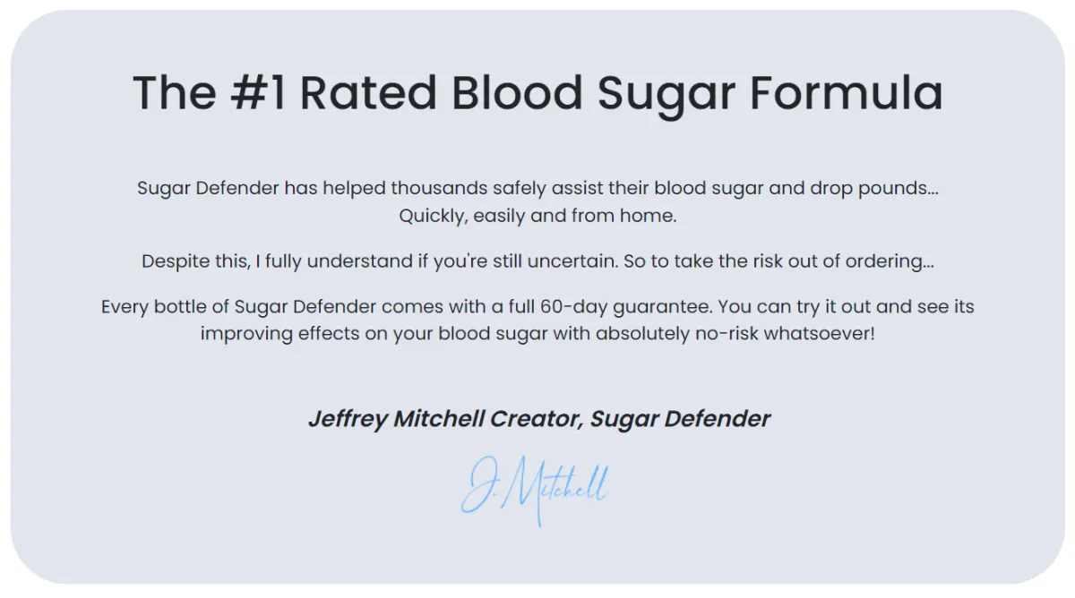 sugardefender gurantee