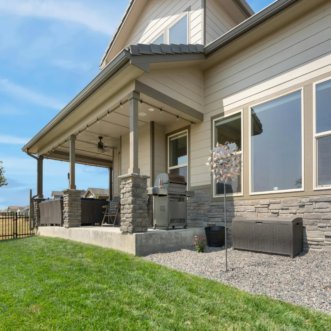 exterior renovations with covered patio stone columns and siding in lebanon oregon