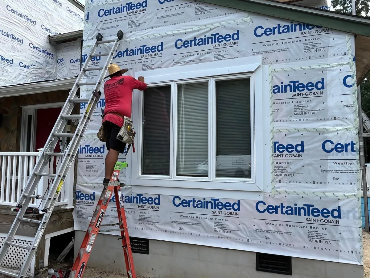 ProVia window replacement install in progress on a South Jersey home