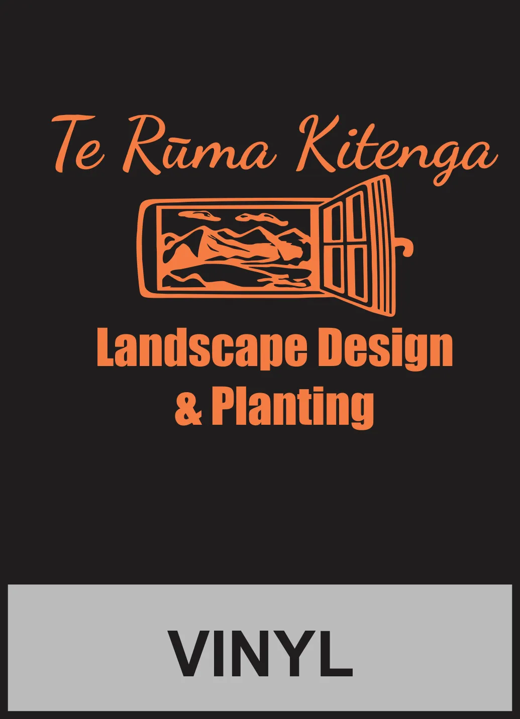 Orange Te Rūma Kitenga Landscape Design & Planting logo with open-window landscape graphic
