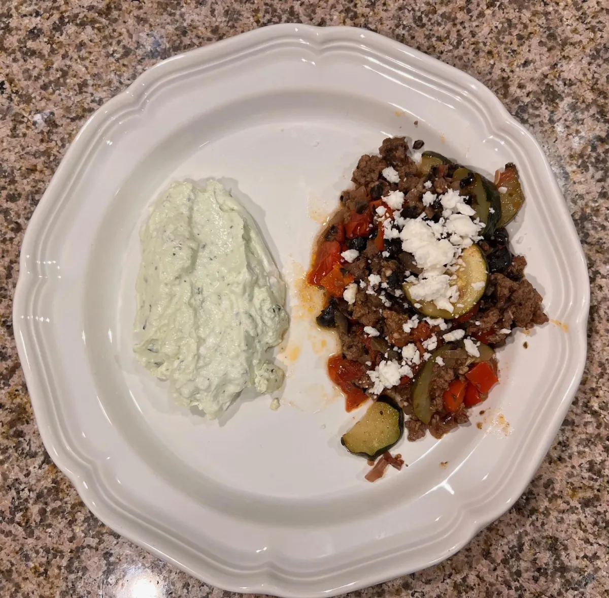Mediterranean Stir Fry with Lemon Basil Cottage Cheese Whip
