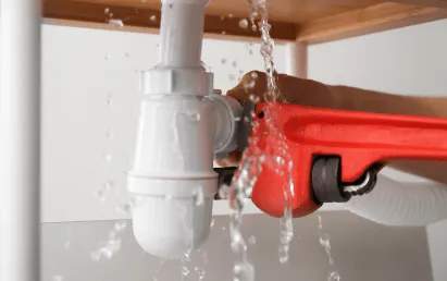 Plumber fixng leak repair under bathroom sink in San Antonio