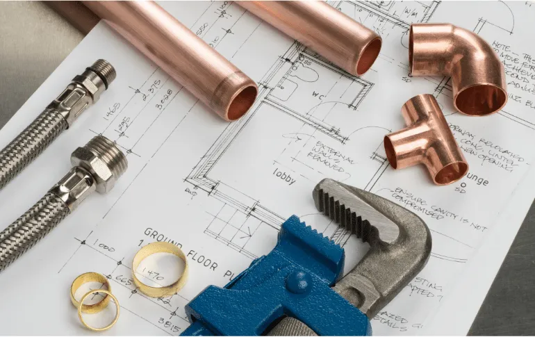 Plumbing pipe installation tools and blueprint – Professional pipe installation services in San Antonio, TX by 2nd Opinion Plumbing.