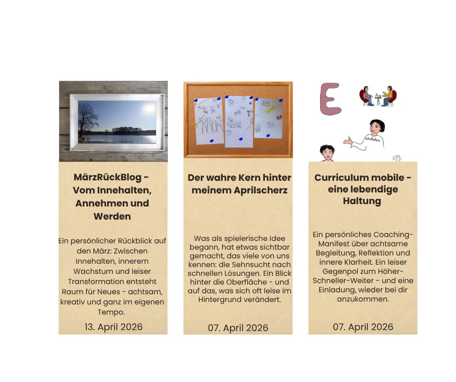 Drei aktuelle Blogartikel auf wunder-bar.online: „Bist du coachbar?“ über Resilienz, Haltung und innere Stärke, „Erntezeit“ über persönliche Entwicklung und Sichtbarkeit im September sowie „Feedback ist nicht Kommunikation“ über bewusste Begegnung und echte Verbindung.