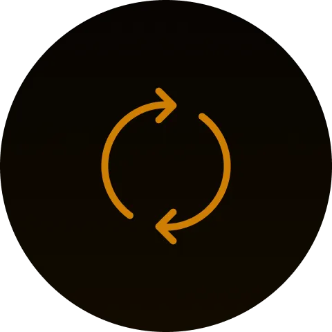 "Circular arrows icon representing synchronization or automation."