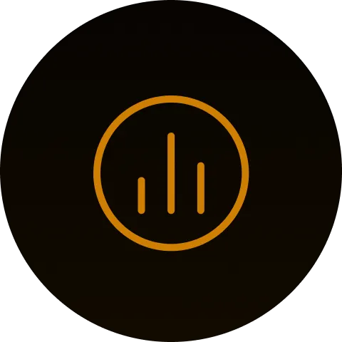 "Bar chart icon representing data analytics or performance tracking."