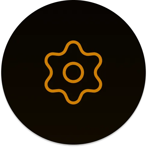 "Gear icon representing automation and AI."