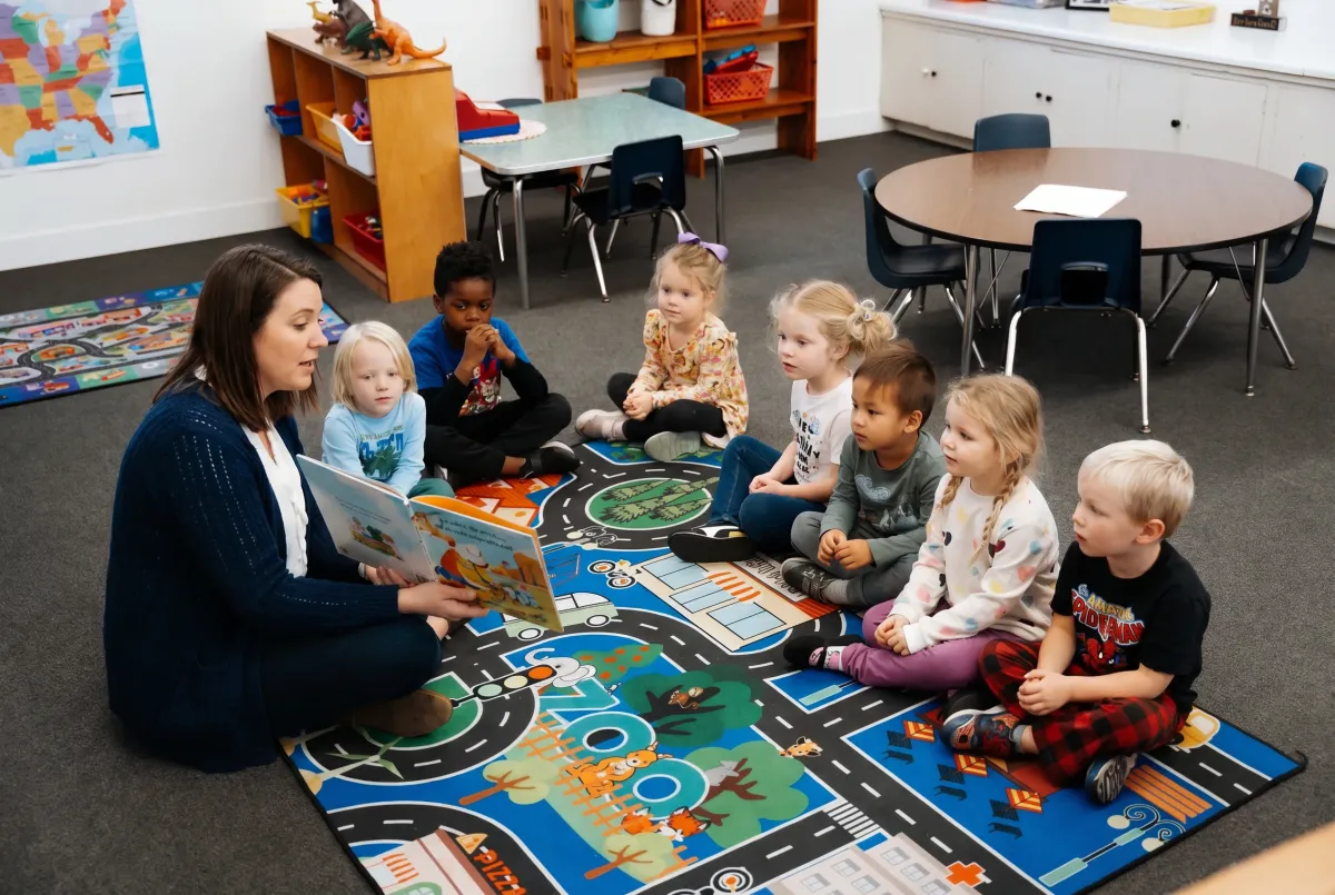 Preschool children during circle time at Ready Set Grow Learning Center El Cajon
