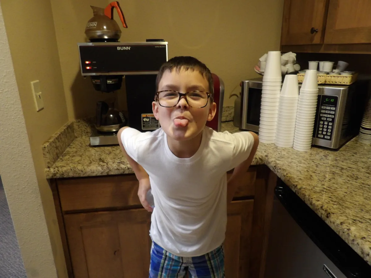 silhouette of child sitting behind tree during sunset