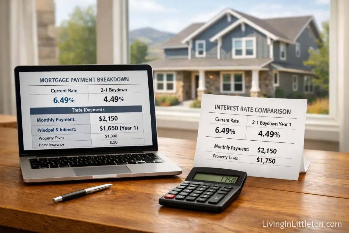 Example of how a 2/1 mortgage rate buy-down affects monthly mortgage payments.