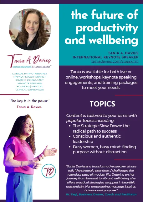 Tania Davies Speaker One Sheet