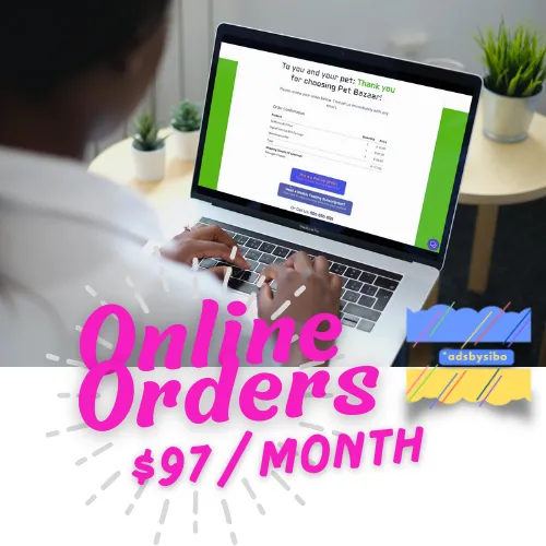 adsbysibo.com Brand Logo Digital Marketing Agency| online ordering; online orders; restaurants; shop owners; schedule pick-up orders; let customers order online; online checkout for businesses