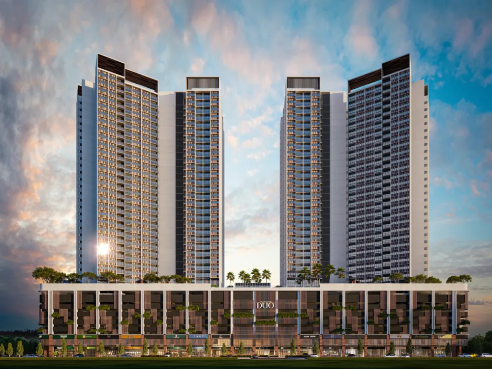 The Strait View DUO serviced apartment exterior, Permas Jaya Johor Bahru — freehold, 33 storeys, from RM320,000