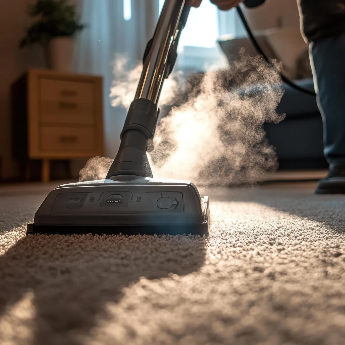 Steam cleaner on carpet