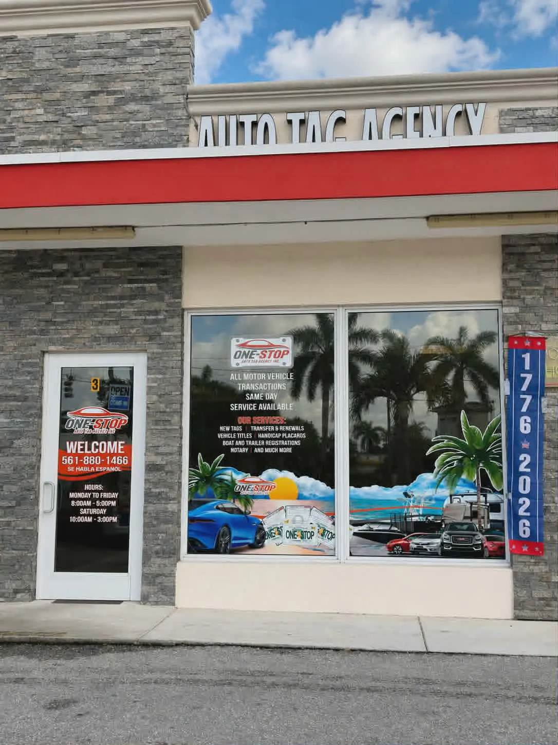 One stop tag front view