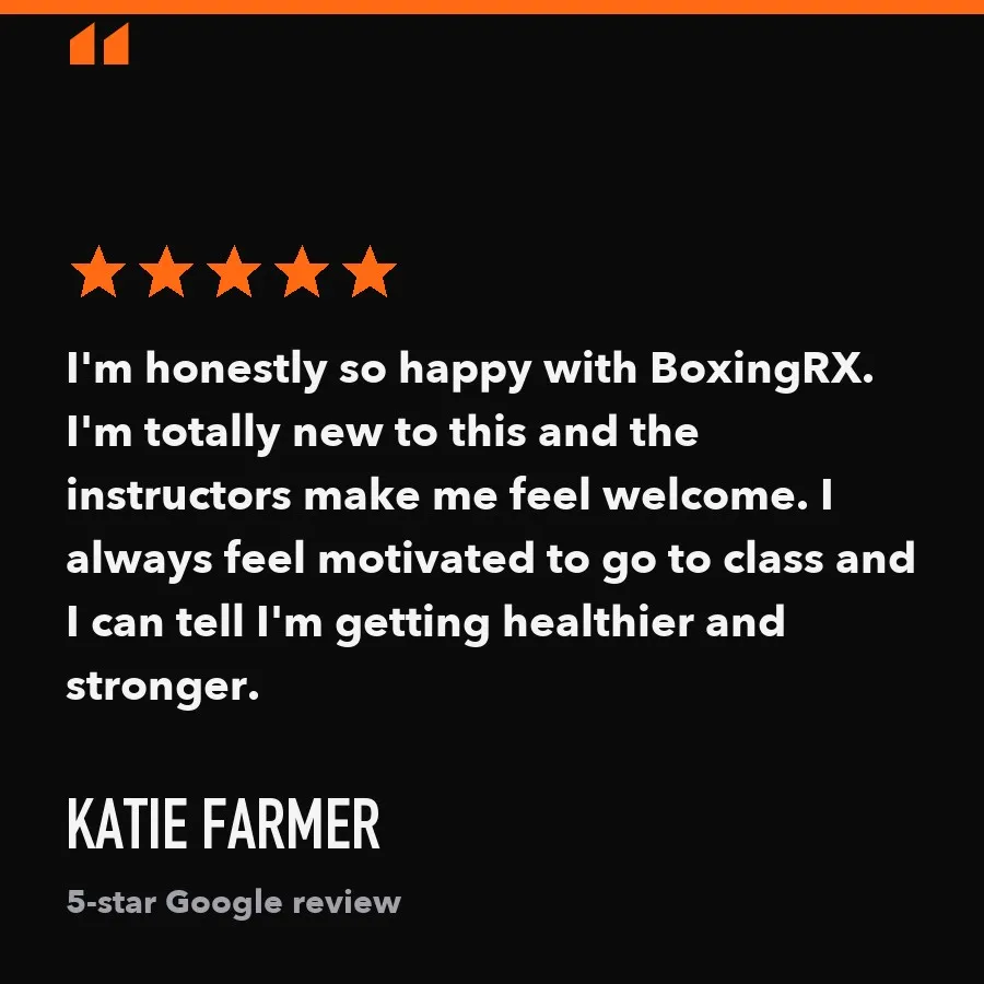 5-star Google review of BoxingRX from Katie Farmer