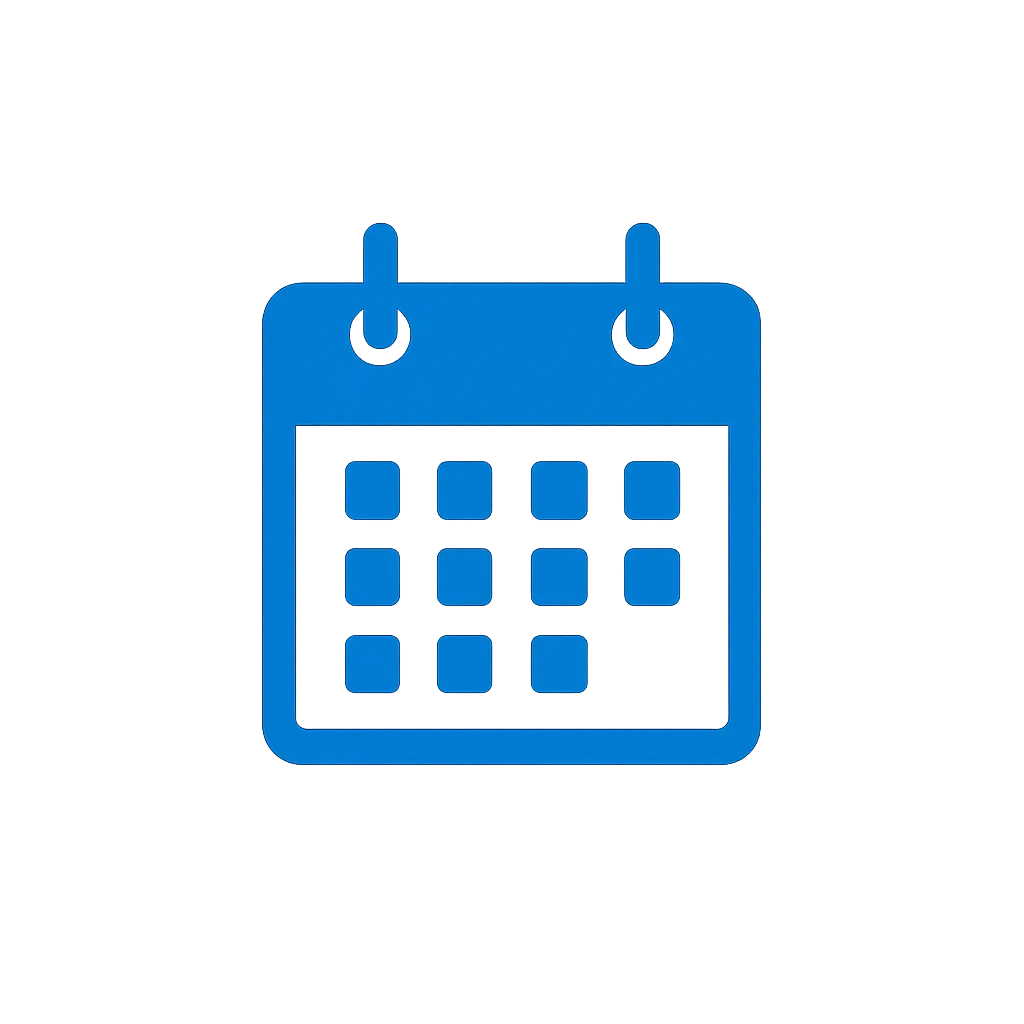 Blue calendar icon representing appointment booking automation