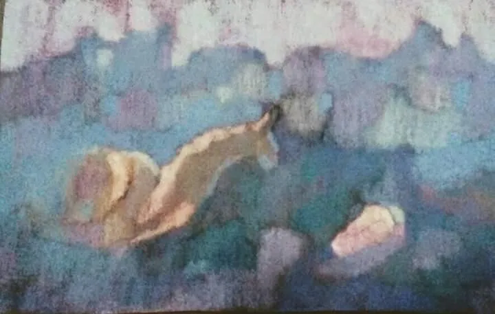 Ilustracja w technice pasteli suchych, Ślimak