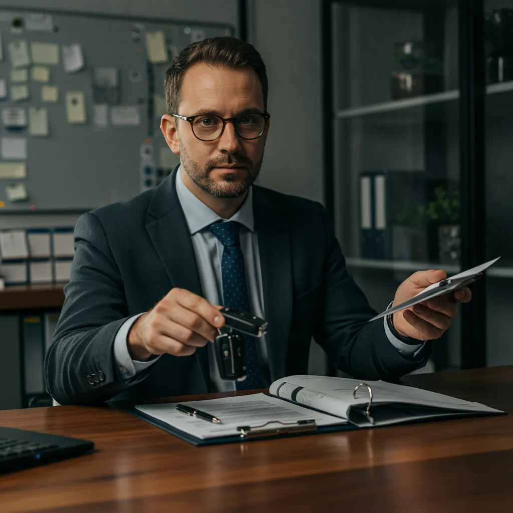 Customer receiving car keys from accident claims advisor