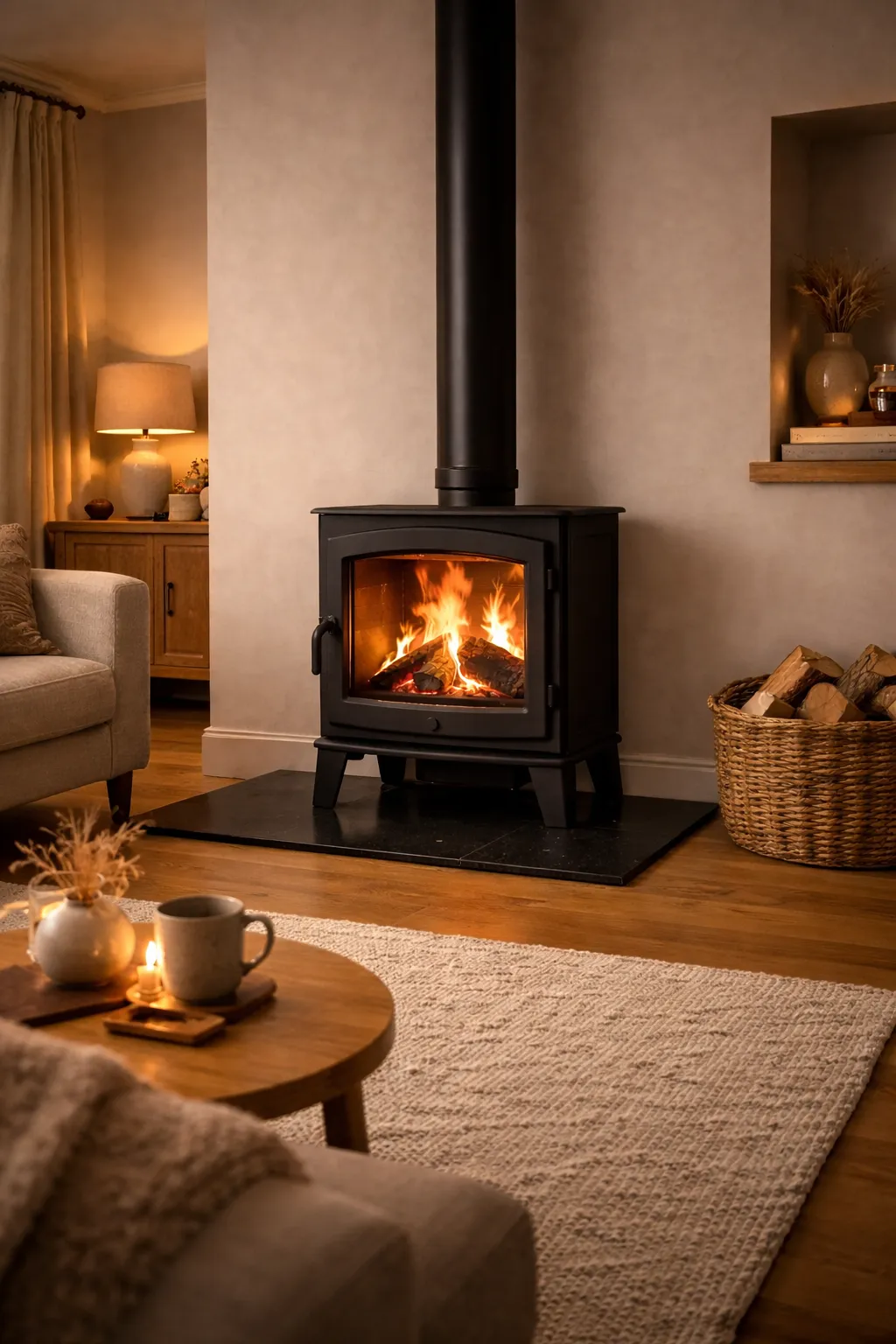 Modern log burner suppled in harrogate