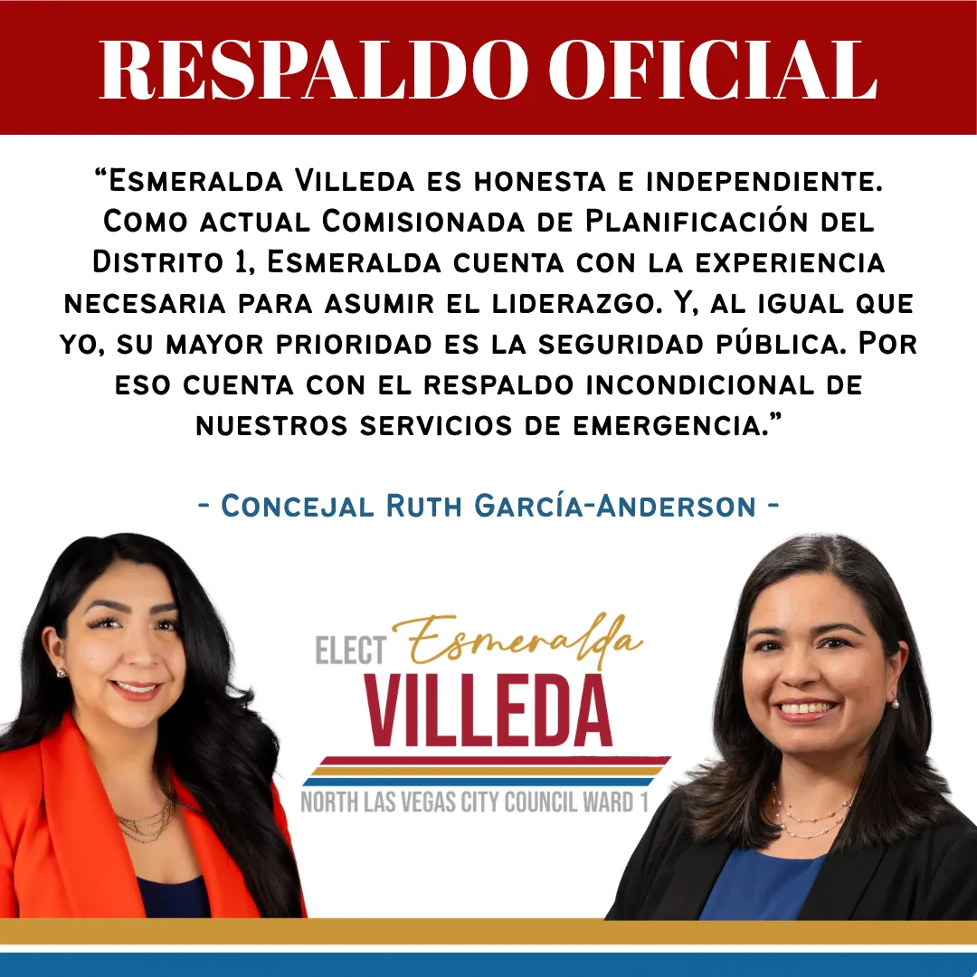 Councilwoman Ruth Garcia-Anderson Backs Esmeralda Villeda for North Las Vegas City Council, Ward 1