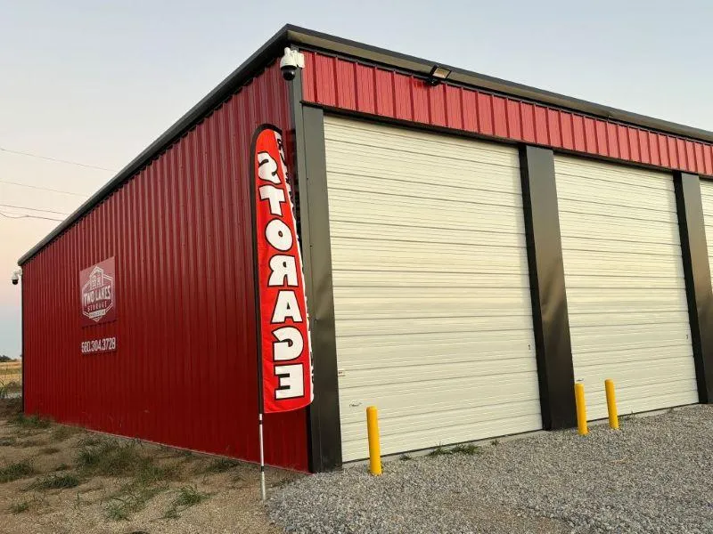 metal storage unit facility with sign that says storage