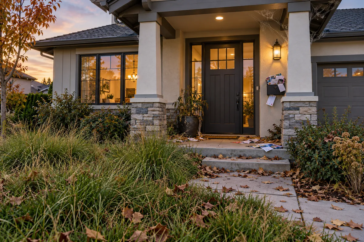 Neglected Craftsman Porch at Dusk