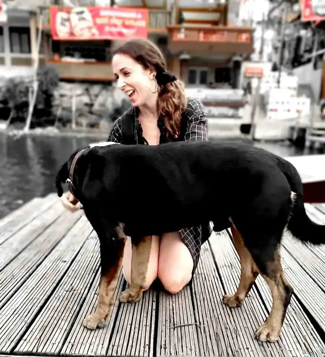 Lyndsey George petting a dog