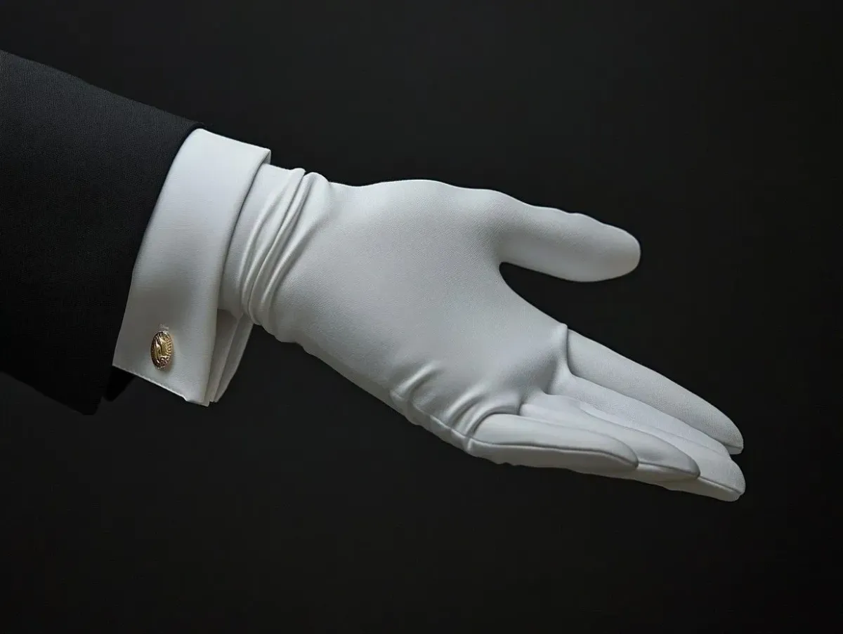 Gloved hand extending, poised to offer premium concierge service.