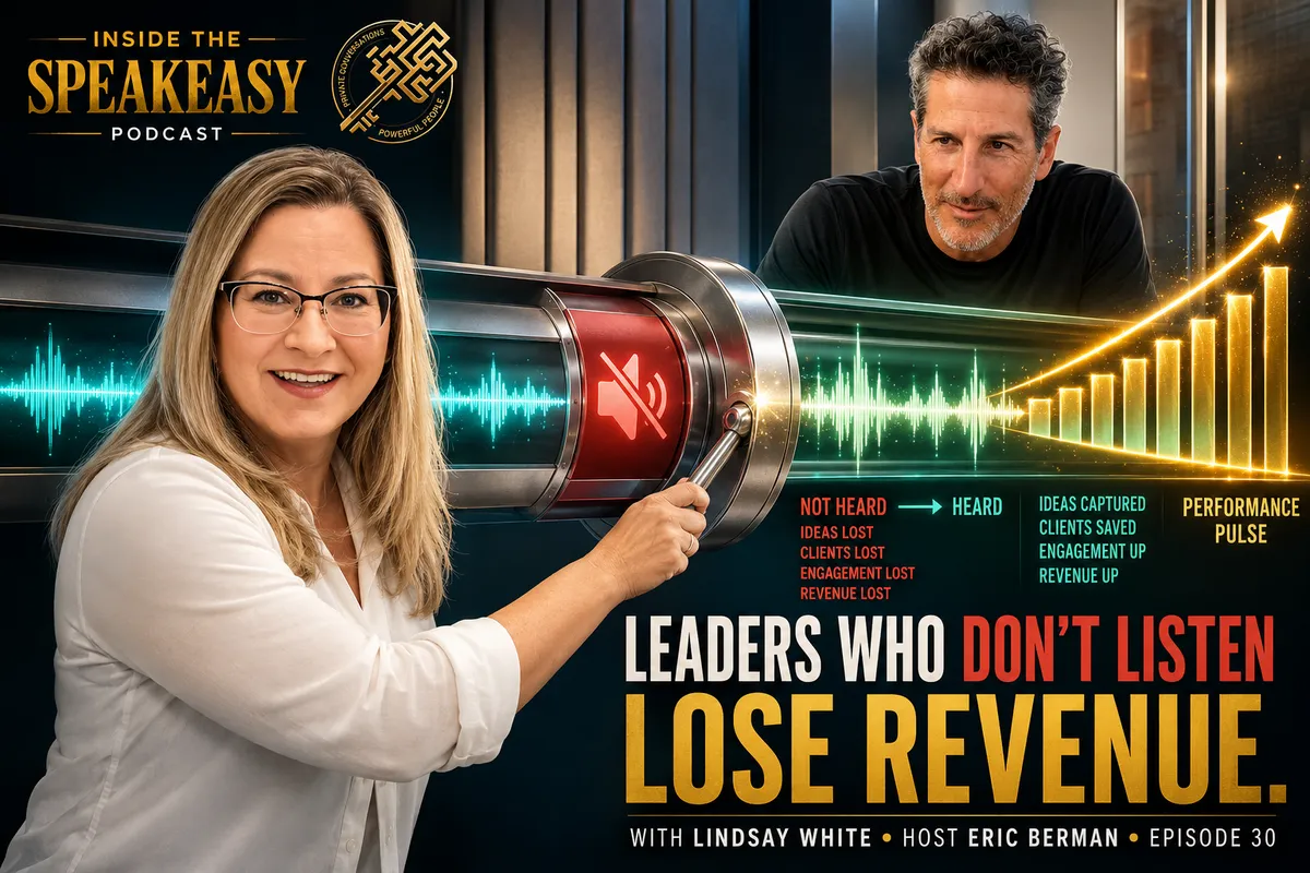 Lindsay White discussing leadership, people strategy, and culture for growing companies on the Speakeasy Podcast