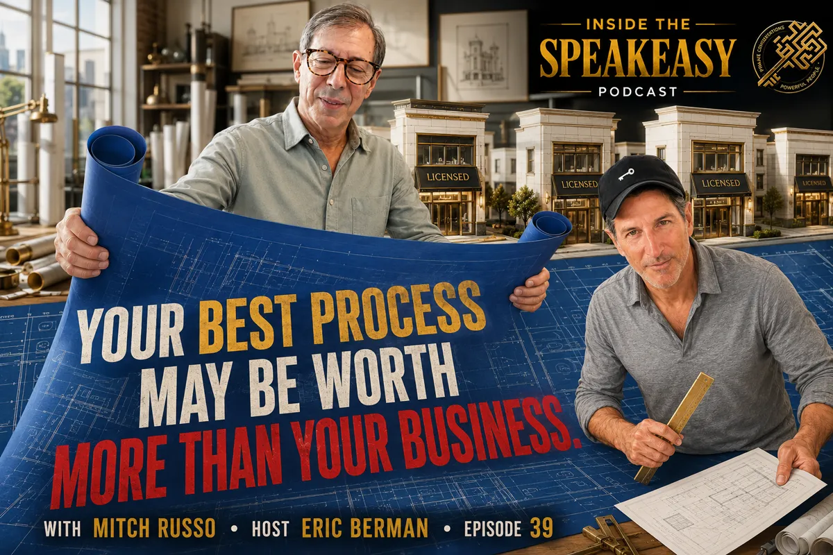 Mitch Russo discussing certification programs, licensing, and recurring revenue for coaches and consultants on the Speakeasy Podcast