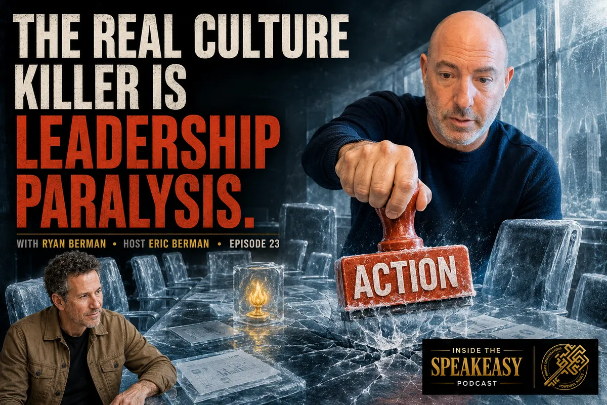 Ryan Berman discussing how leaders can install courage in their companies on the Speakeasy Podcast
