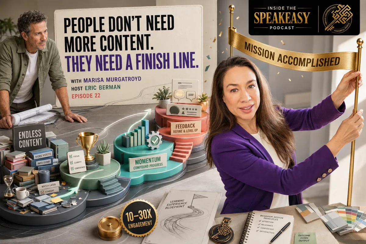 Marisa Murgatroyd discussing the Experience Formula, course design, and customer experience on the Speakeasy Podcast