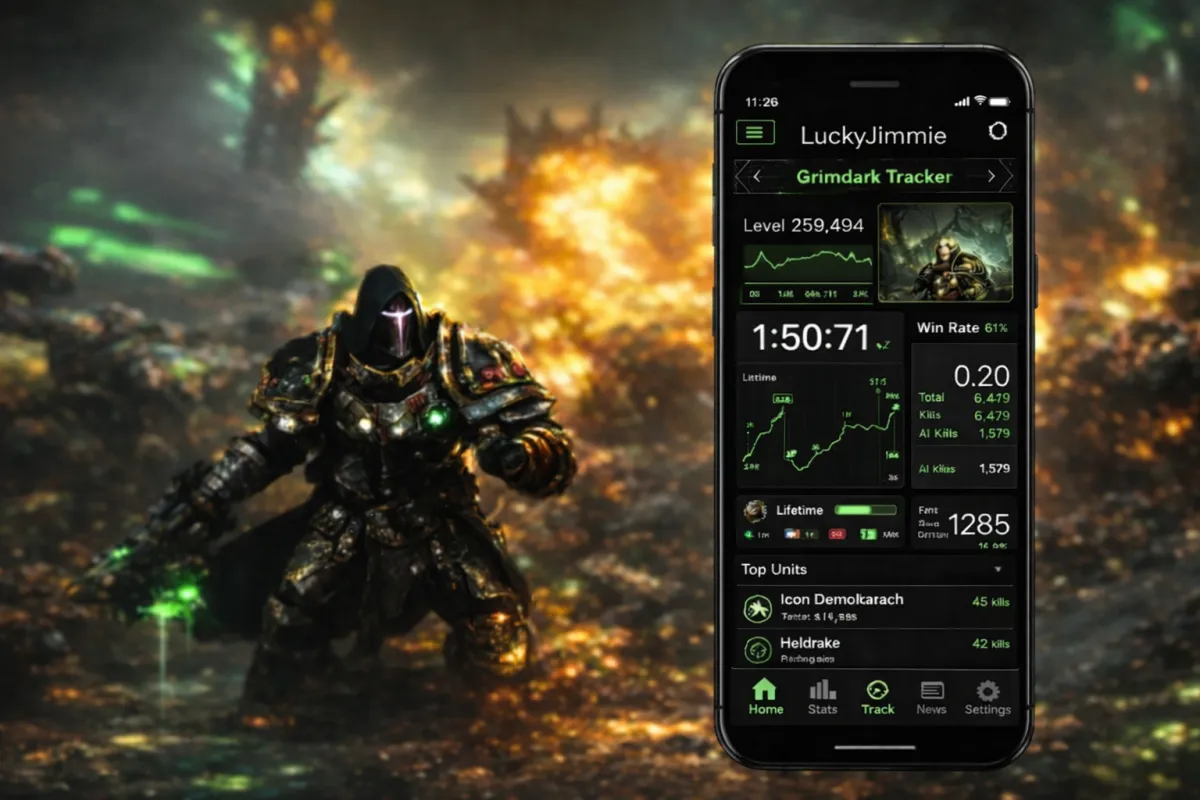 Grimdark Gaming tournament tracker UI mock