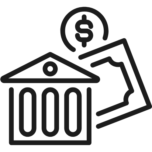 Icon of a document with a dollar sign, symbolizing simple financing plans for outdoor lighting solutions.