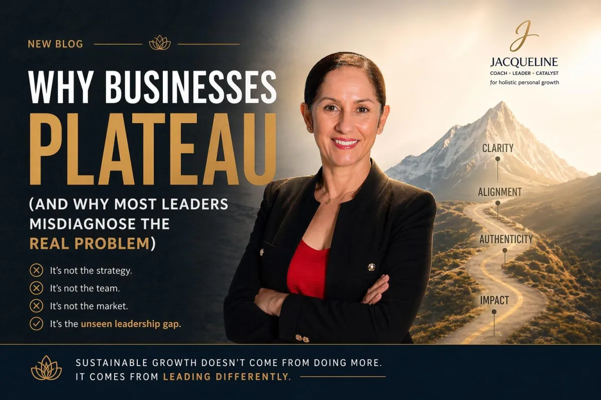 Business leader reviewing growth strategy to break through a business plateau and scale operations