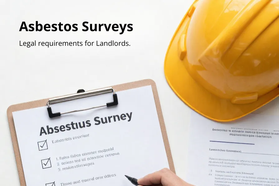 Landlord reviewing an asbestos management survey report for a pre-2000 rental property