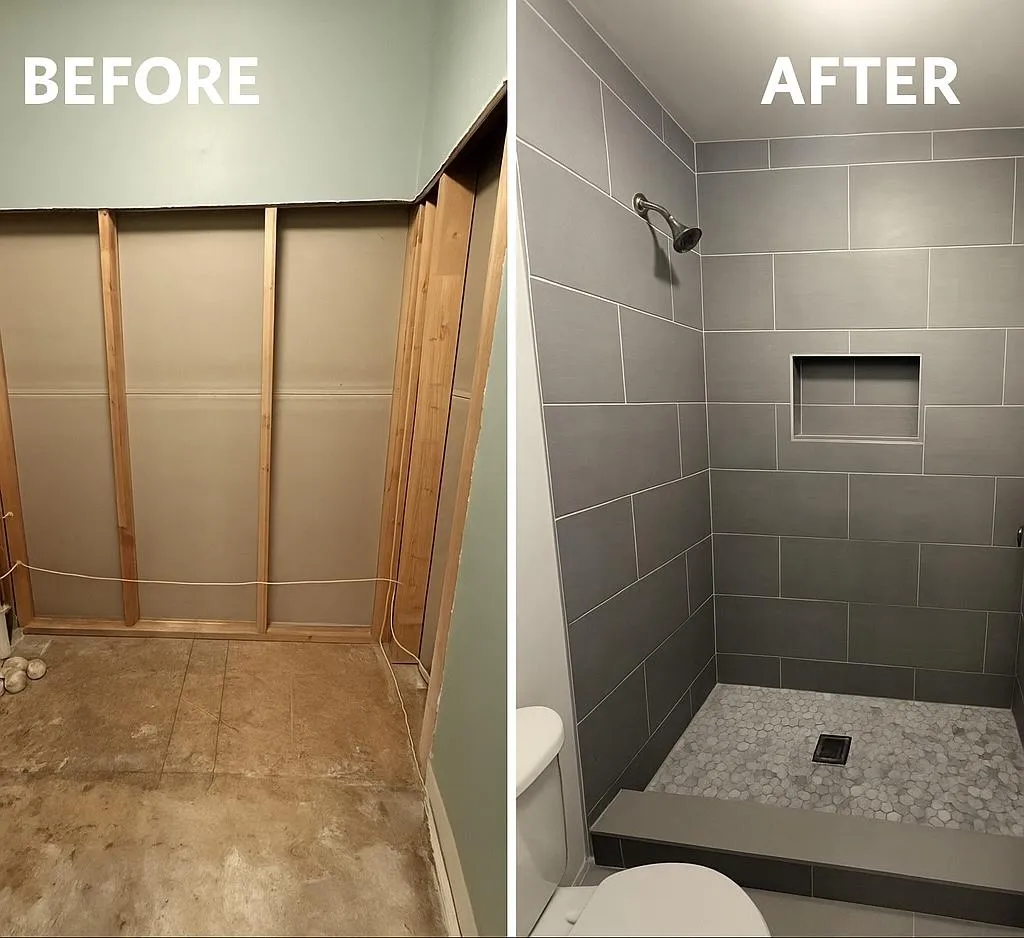 Remodeled bathroom with updated plumbing and modern fixtures in a Charlotte area home