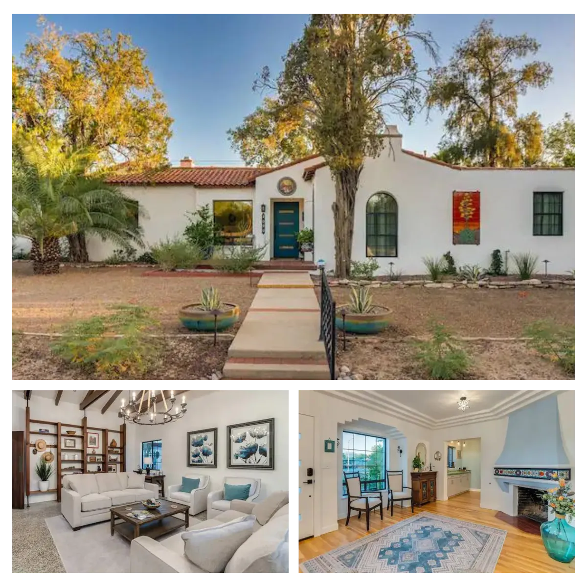 This 1935 Sam Hughes home, managed by the owner, offers prime location, elegance, and comfort for 5 to 10 guests, featuring a charming great room and patio, ideal for a unique and luxurious Hacienda stay.