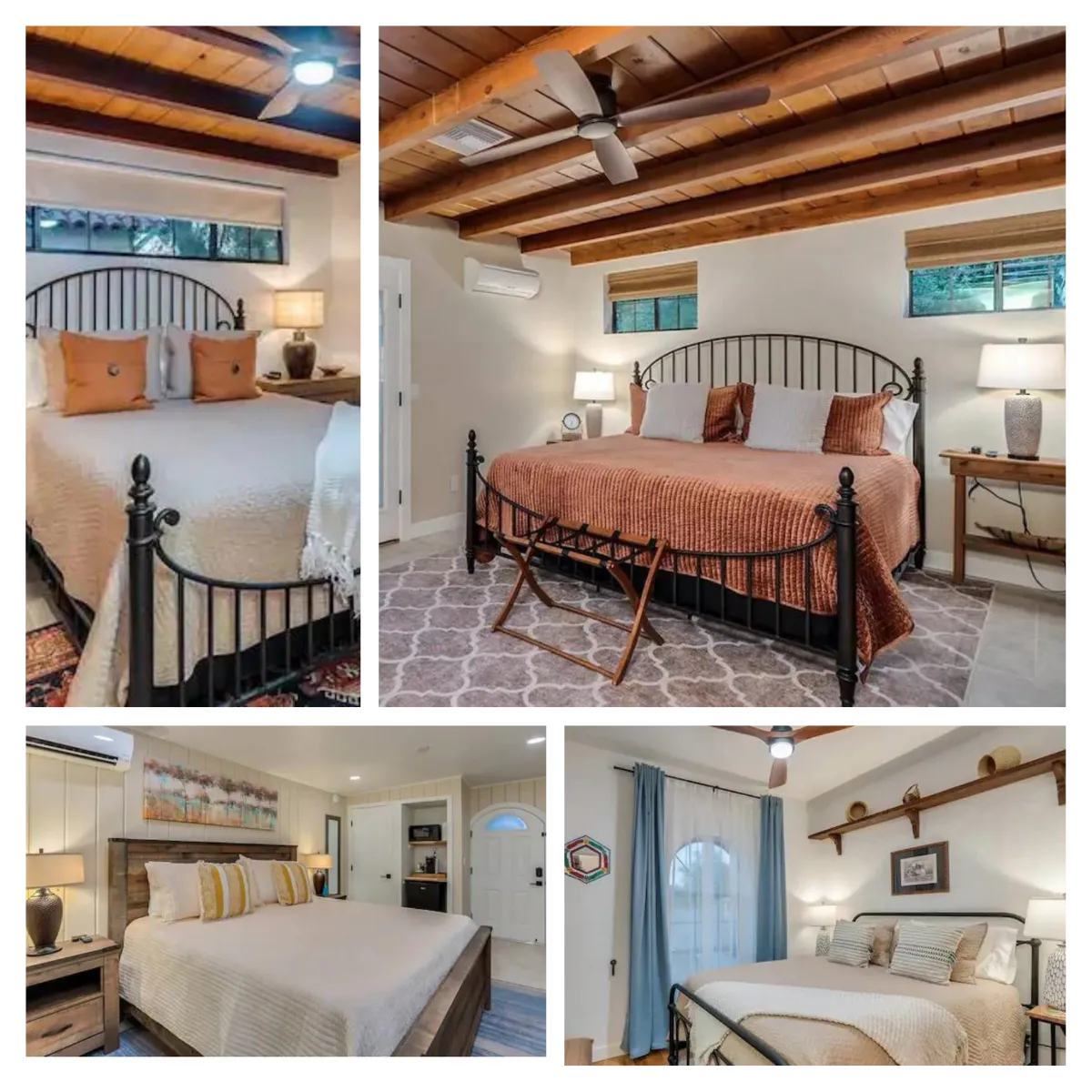 Stay at Seven Saguaros Retreat: Sleep in 5 rooms with 2 queen beds, 1 king bed, and 4 single beds.