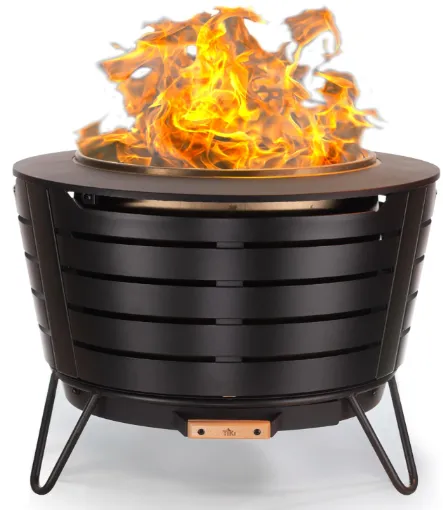 TIKI Patio Smokeless Outdoor Fire Pit, 25-Inch Wood-Burning Bonfire with Removable Ash Pan, Stand, and Weather-Resistant Cover