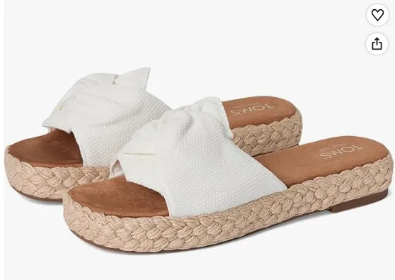 TOMS womens 10021972 summer sandl slip ons with a white bow