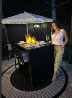 Outdoor Bar Set, Wicker Rattan Ba Height Dining Table