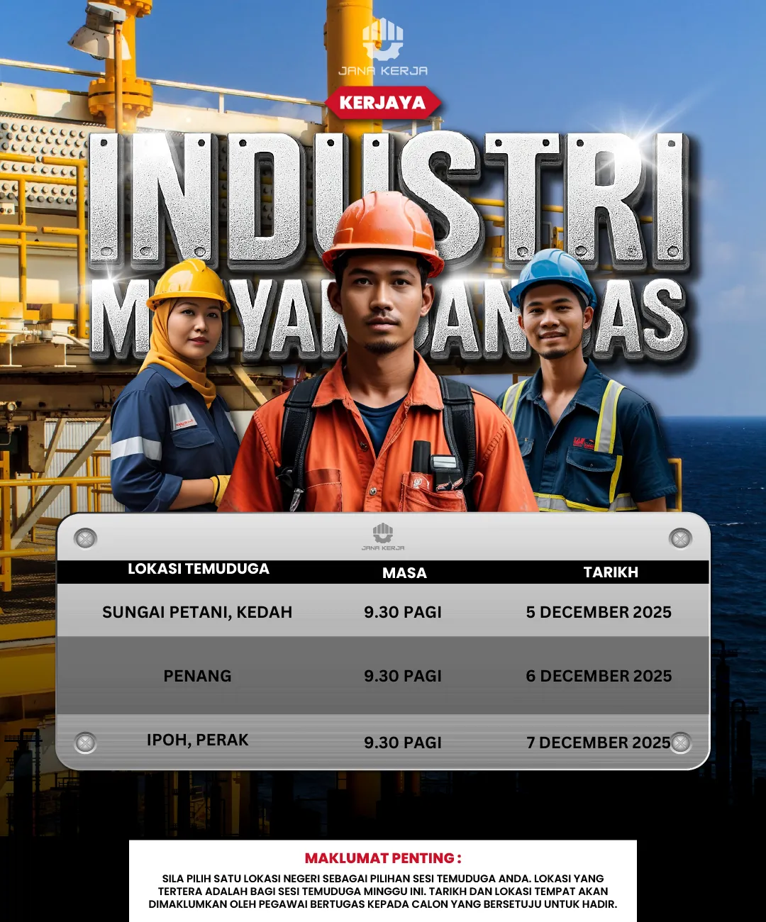 Tenaga pengajar Jana Kerja Malaysia sedang memberi taklimat keselamatan industri Oil & Gas.