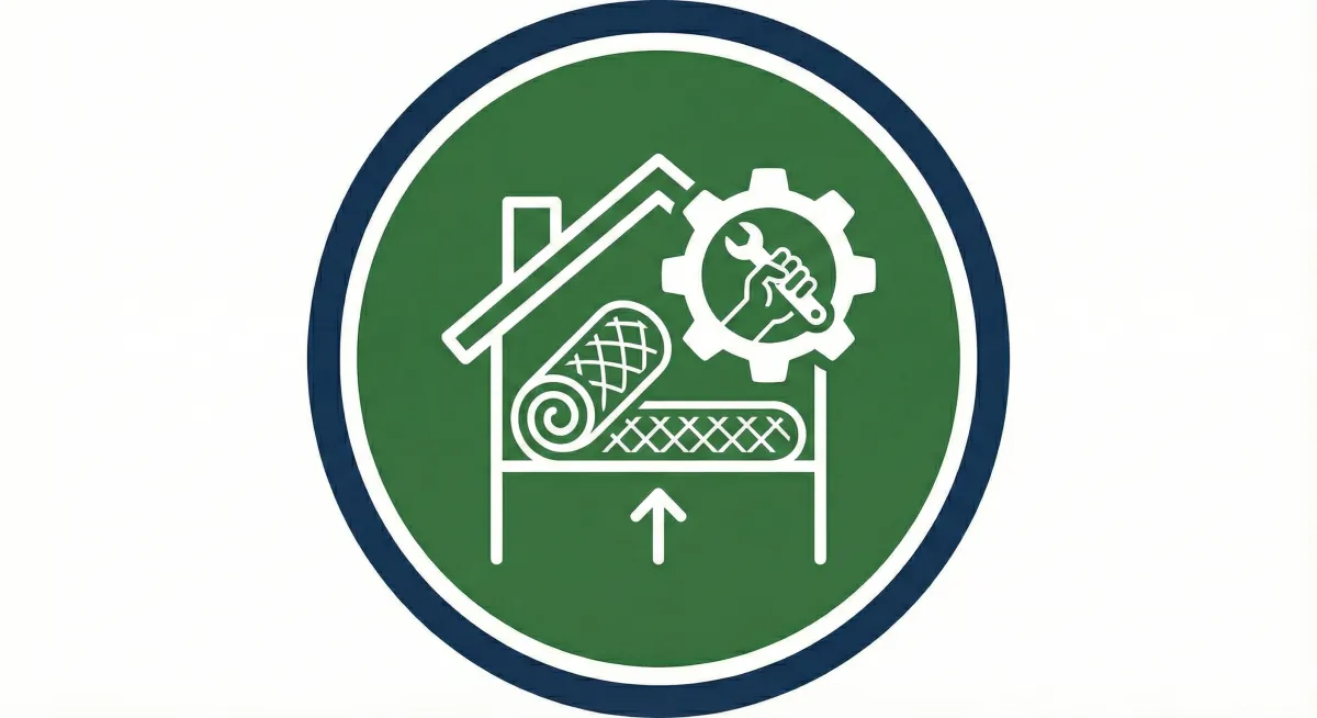 Minimal icon illustration of a clipboard with a checklist, a solar panel, and a wind turbine on a green gradient background