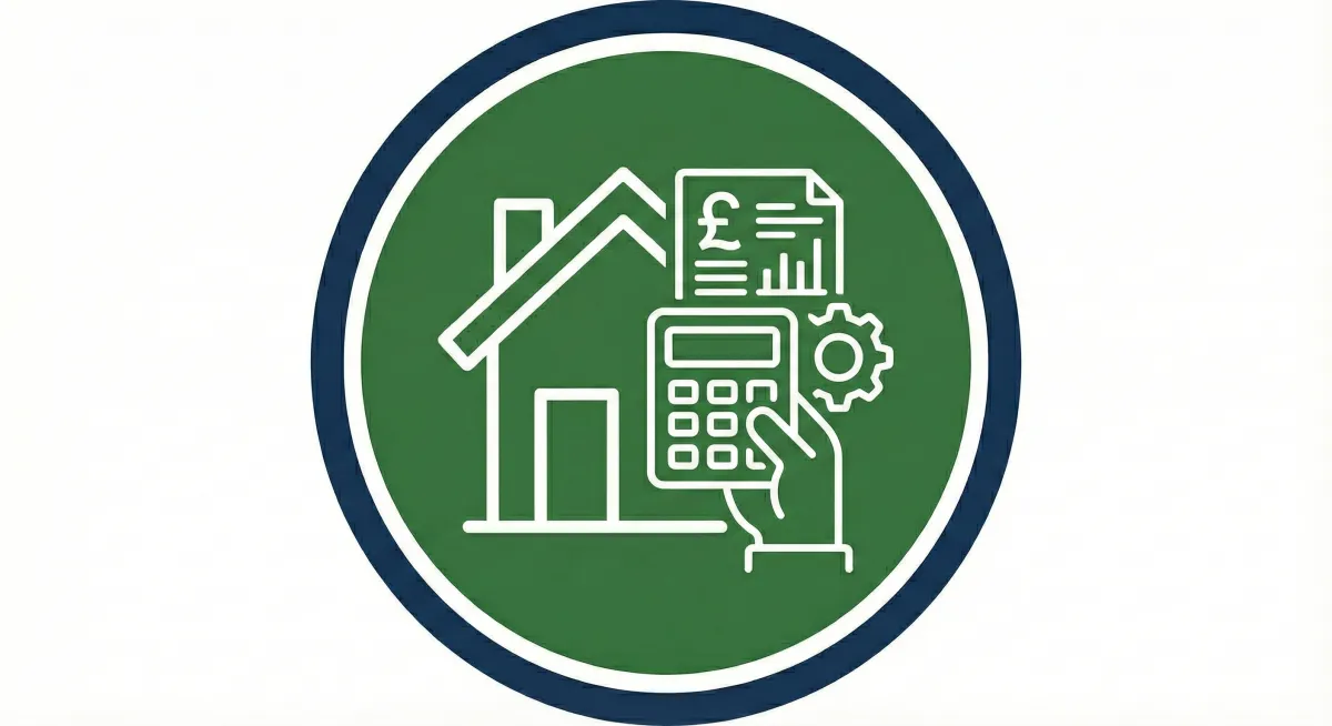 Minimal icon illustration of a clipboard with a checklist, a solar panel, and a wind turbine on a green gradient background