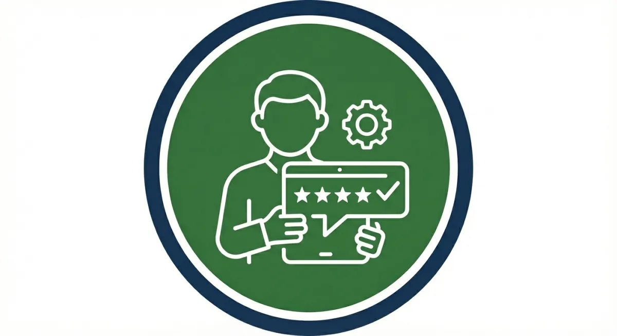 Minimal icon illustration of a clipboard with a checklist, a solar panel, and a wind turbine on a green gradient background