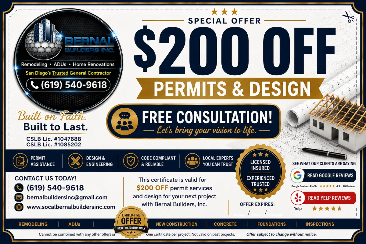 Bernal Builders $200 Permit and Design Certificate