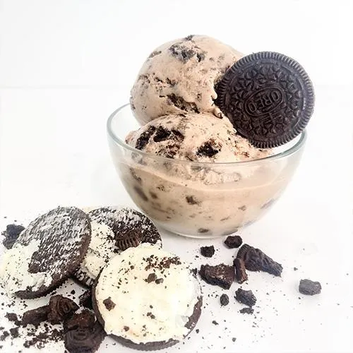 Taste our popular chocolate Oreo ice cream at The Green Cow Creamery